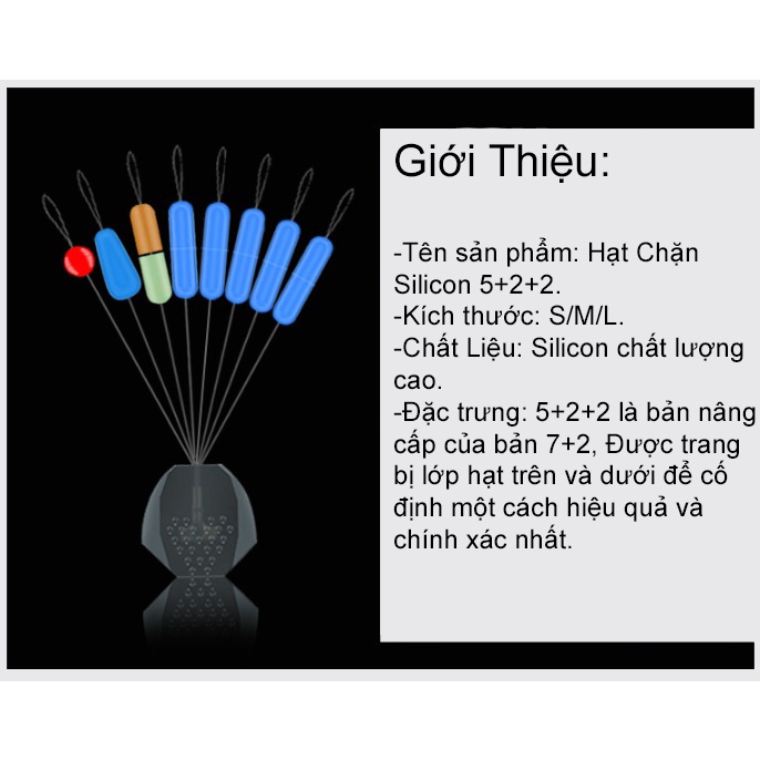 Hạt chặn phao Silicon bản Nâng cấp (5+2+2) hạt chặn phao câu đài cao cấp PK-01