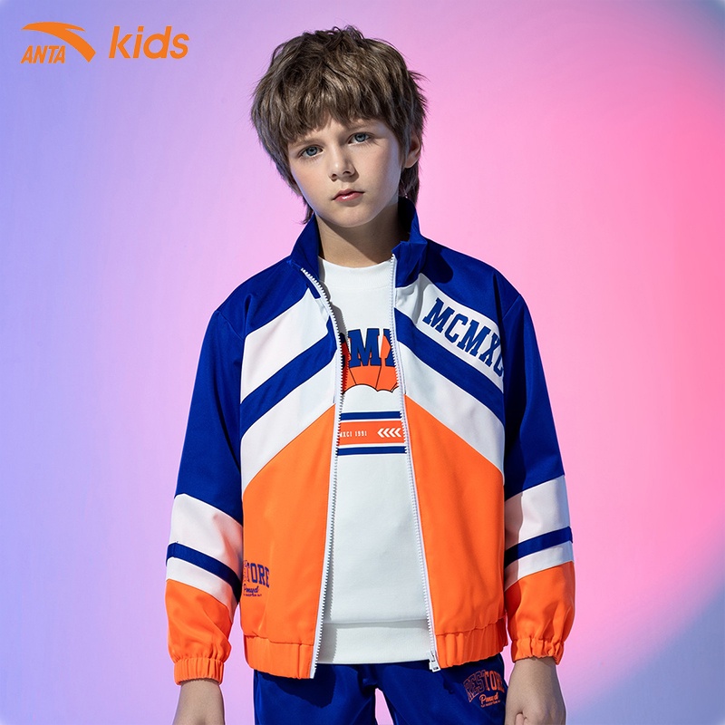 Áo khoác gió bé trai phối màu thời trang thương hiệu Anta Kids 352018201