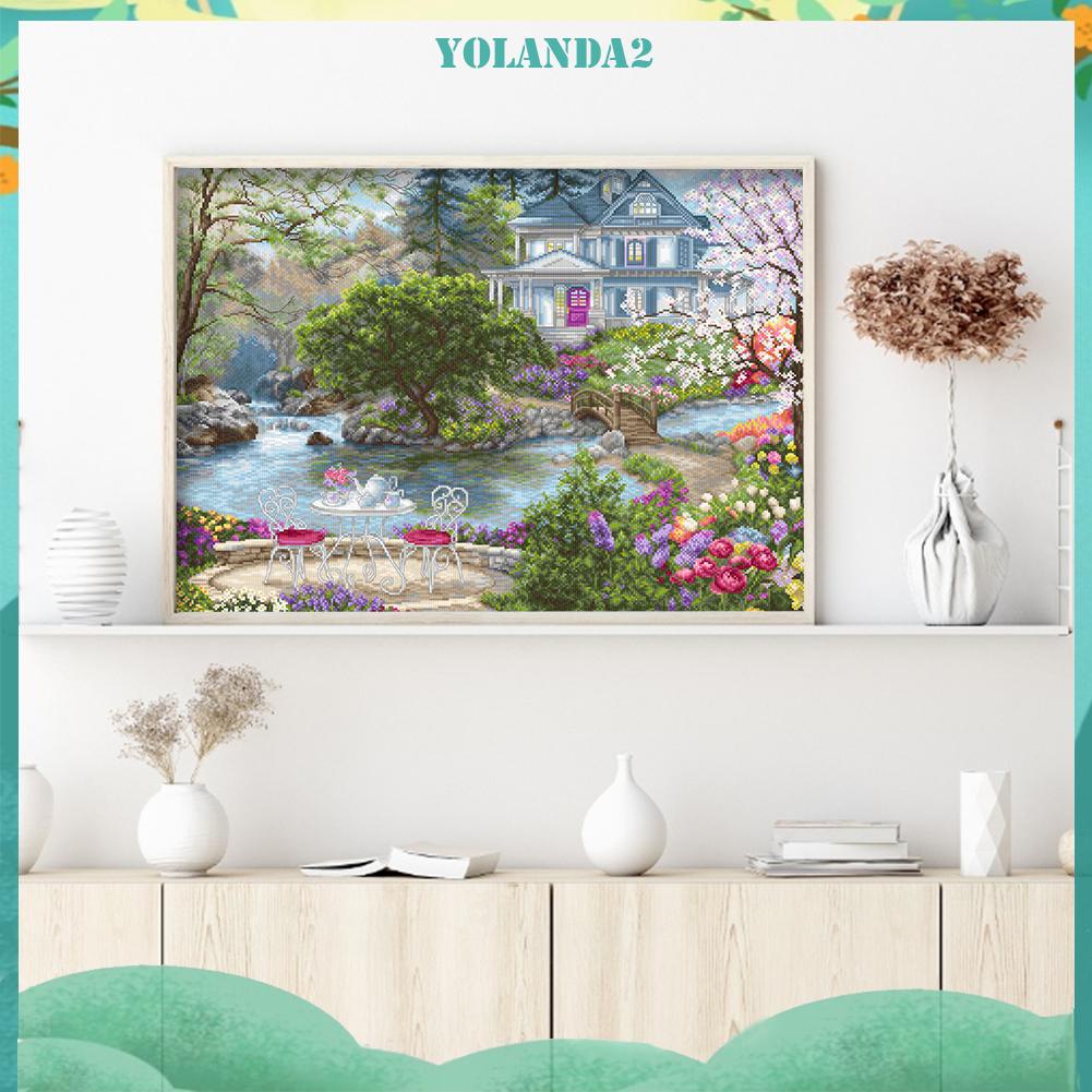 Bộ tranh thêu chữ thập hình biệt thự 11ct