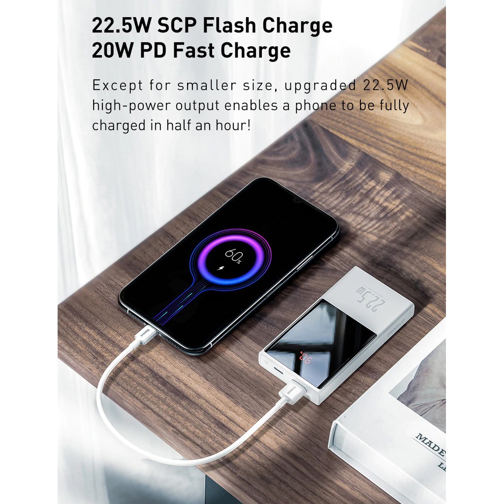 [Mẫu 2020]Sạc dự phòng Baseus 10000 -20000mAh, Pin Sạc Dự Phòng Baseus 10000 và 20000mAh - 22.5W, SẠC NHANH 3.0 + PD 3.0