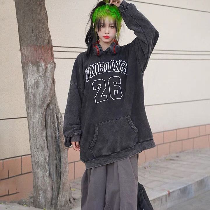 Áo Hoodie Vải Nhung Dày Dáng Rộng Họa Tiết Màu Nhuộm Phong Cách Hip Hop Mỹ Cá Tính Cho Nam Và Nữ