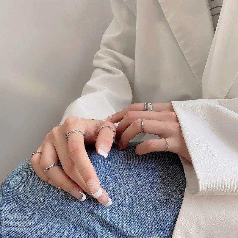 Set 7 nhẫn nữ đeo khớp ngón tay đơn giản thời trang phong cách hip hop