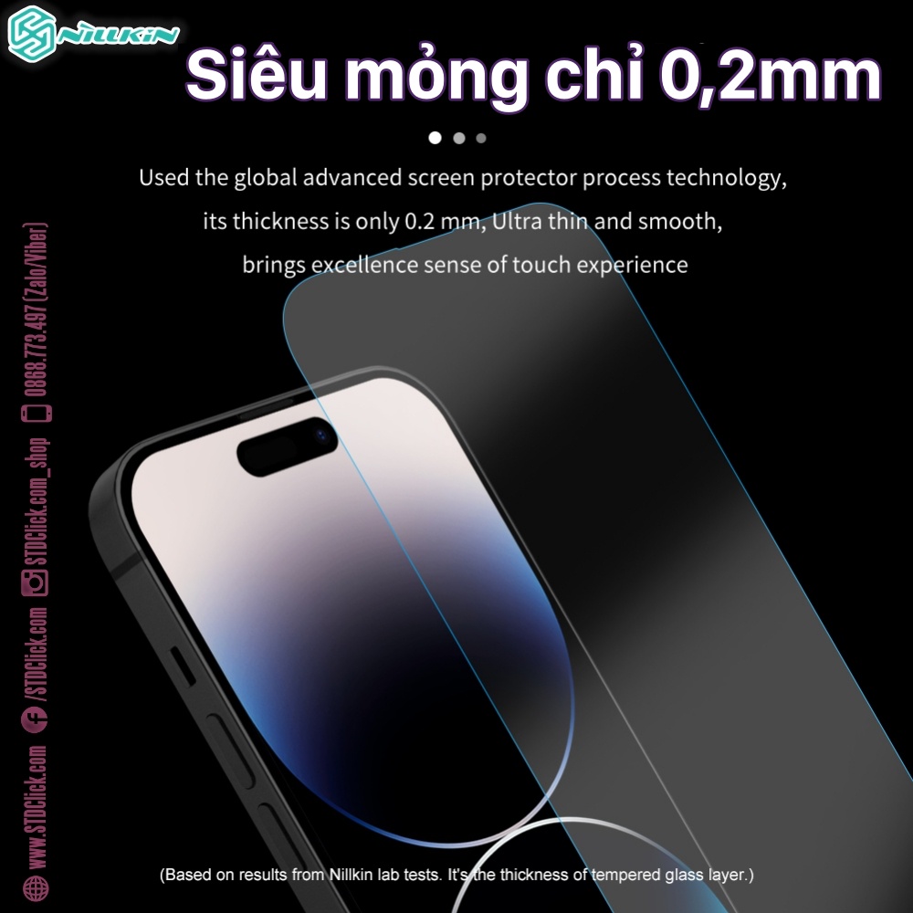 KÍNH CƯỜNG LỰC IPHONE 14 PRO MAX - 14 PRO - 14 PLUS - 14 NILLKIN H+PRO 0.2MM CHÍNH HÃNG