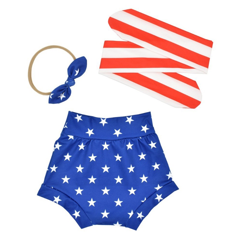 Set 3 Món Gồm Quần Short + Băng Đô Nơ Mùa Hè Cho Bé Sơ Sinh