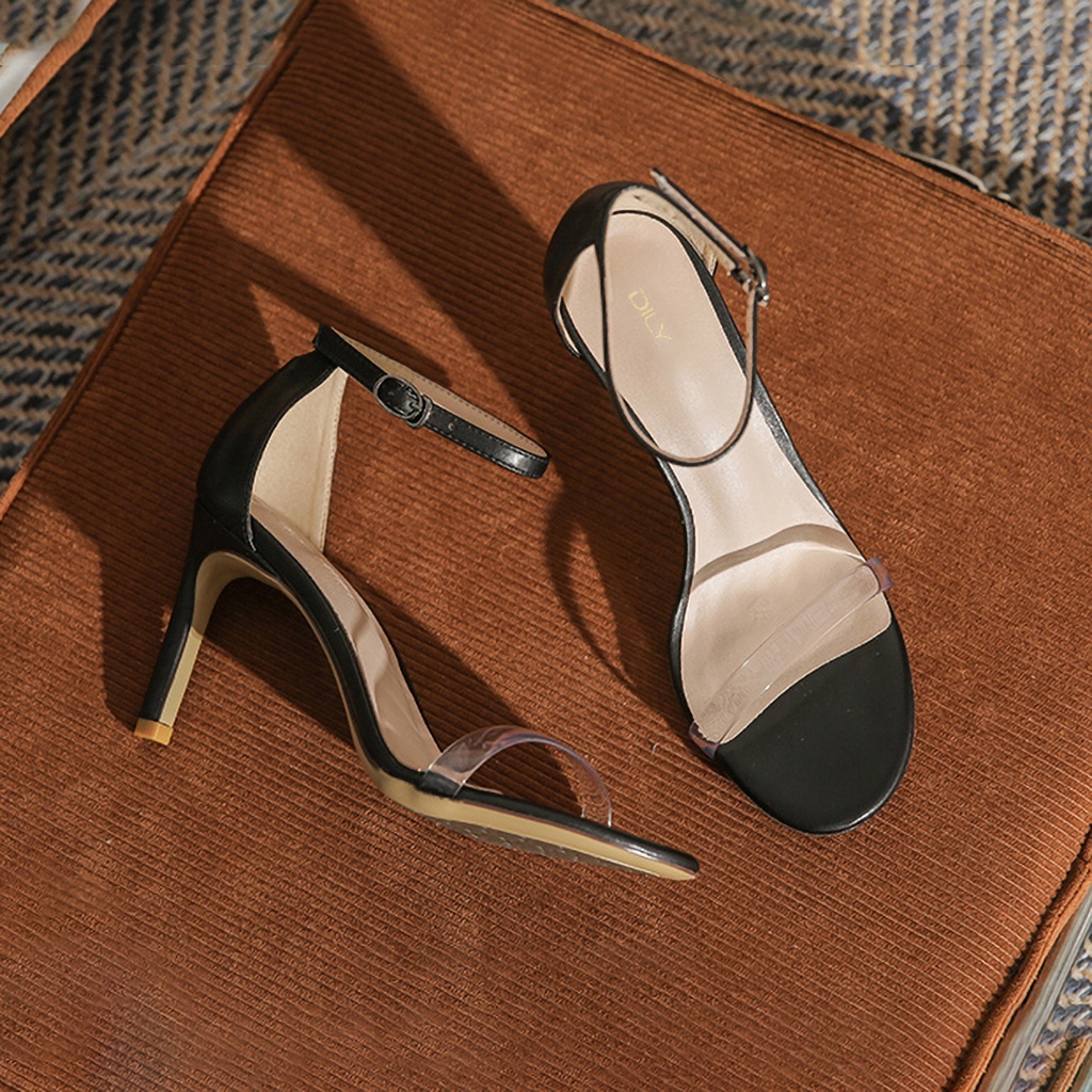 Giày sandal nữ DILY quai mảnh trong suốt gót nhọn mũi tròn cao 7cm_AA0343