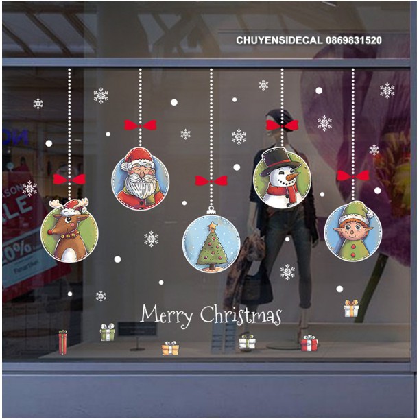 Decal trang trí tường Noel - Rèm dây pha lế Họa Tiết Cổ Tích