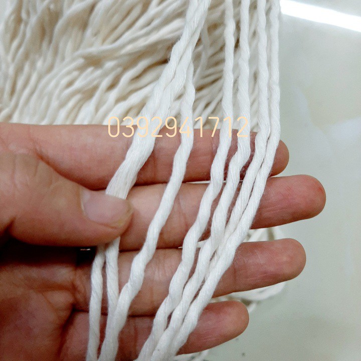 Dây thừng se macrame 1 xoắn , dây cotton- .Màu kem và màu ngà.