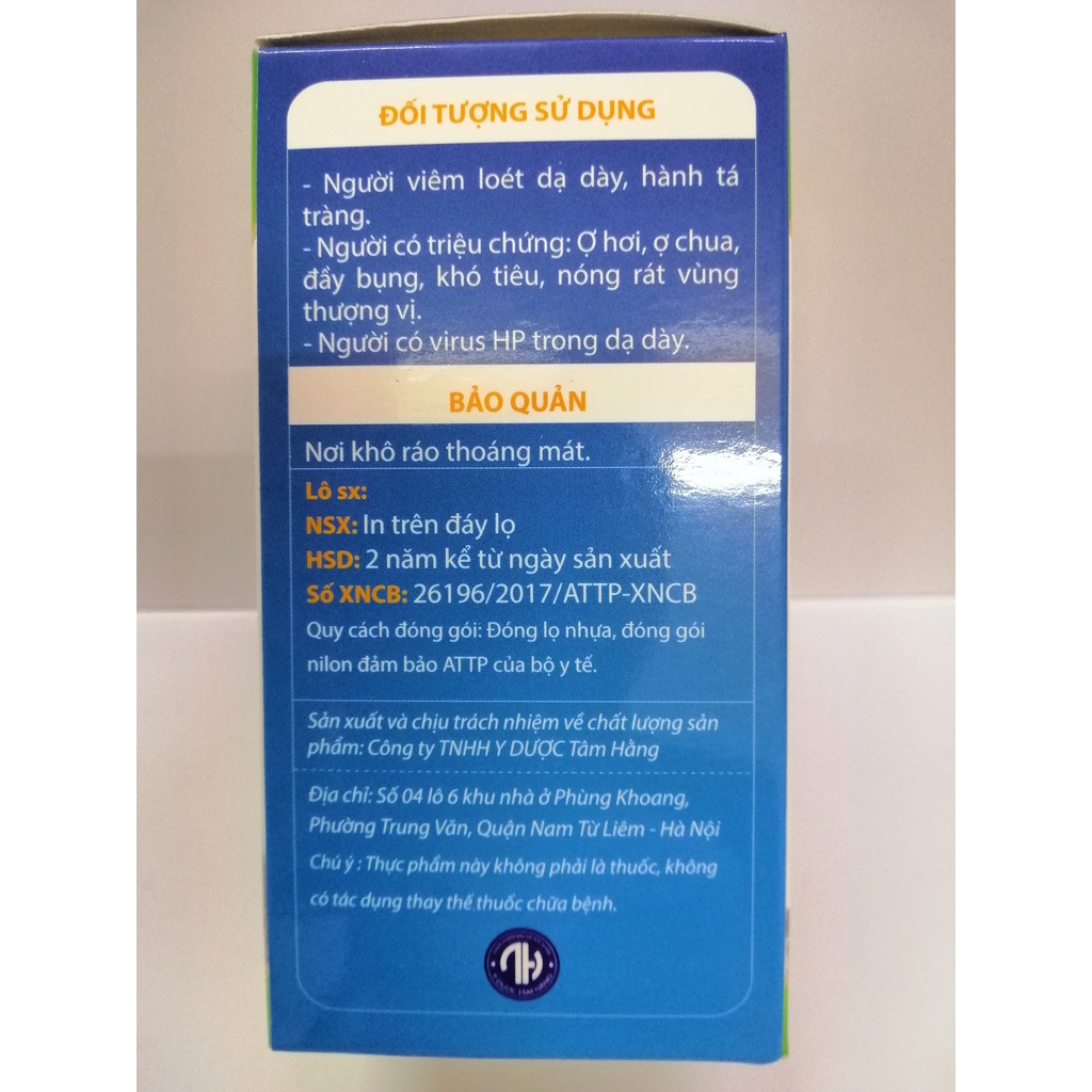 DẠ DÀY TÂM HẰNG giảm đau dạ dày, phục hồi và làm lành tổn thương niêm mạc dạ dày, tá tràng, ức chế HP