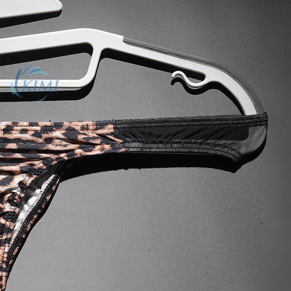 KIMI-Men Sexy Leopard G-String Jockstrap Tangas Thong T-Back Underwear Underpants