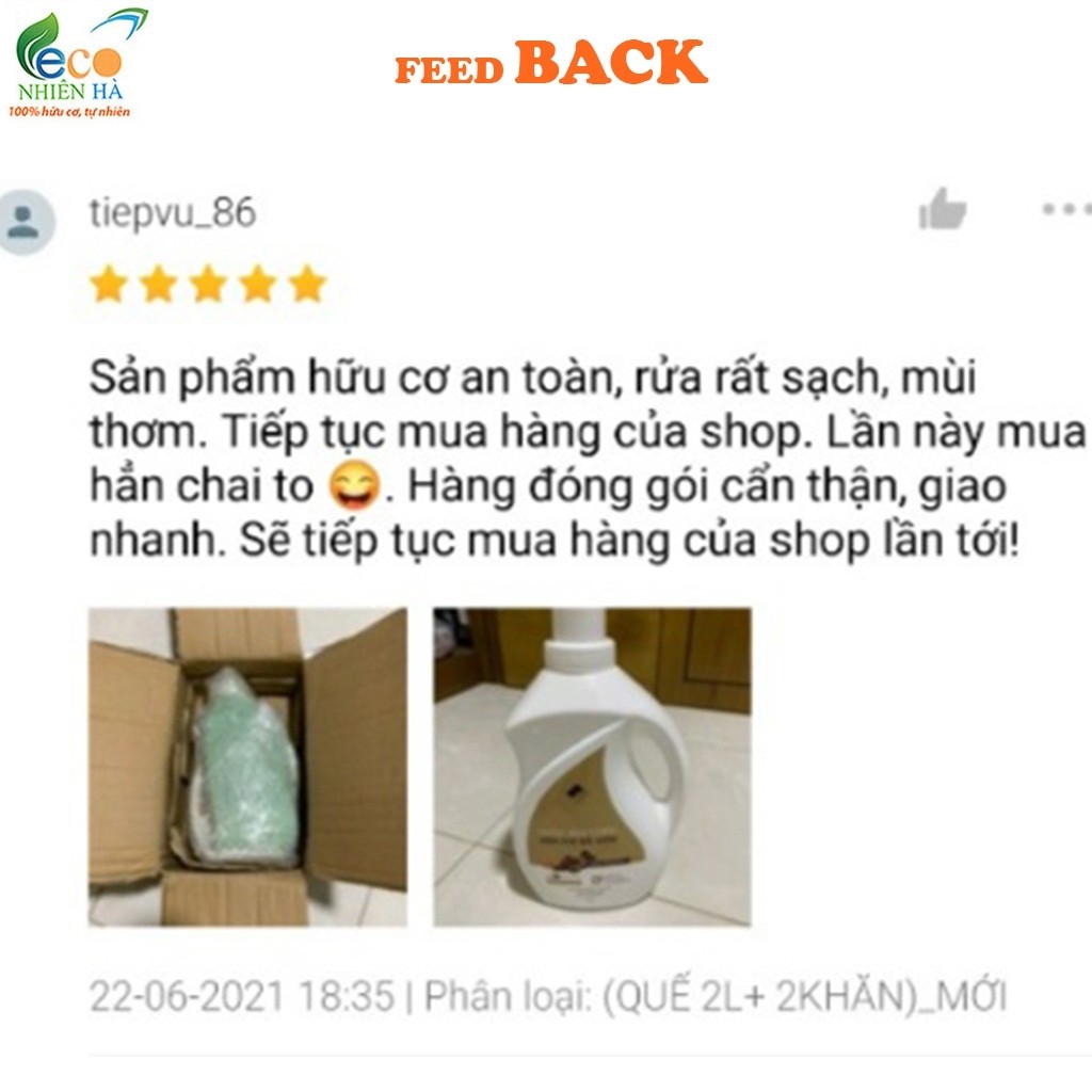 Nước rửa chén hữu cơ ECOCARE 2L tinh dầu quế, nước rửa bát cho bé, an toàn da tay