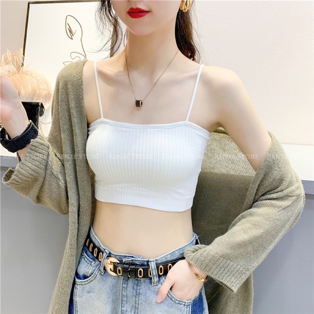 Áo bra 2 dây RENEE áo quây cotton gân tăm đệm mỏng không gọng trẻ trung - AL70