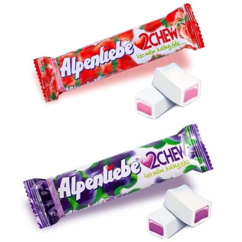 KẸO MỀM ALPENLIEBE 2 CHEW DÂU DƯA HẤU/ DÂU/ NHO 24,5G