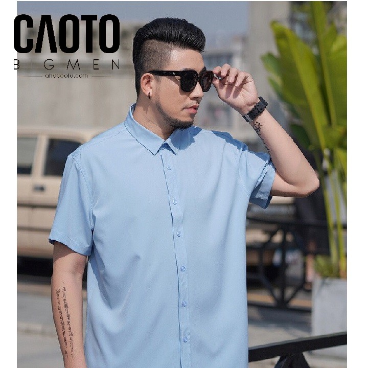 Áo Sơ Mi Trơn Big Size Nam Ngắn Tay Xanh Biển – HÀNG CHÍNH HÃNG Size 2XL 3XL 4XL 5Xl 6XL 7XL 8XL