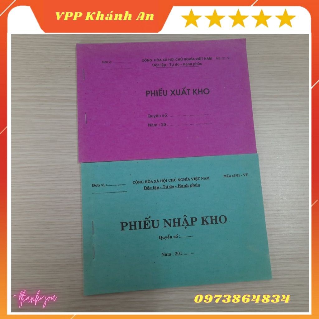 Phiếu xuất kho/nhập kho 1 liên A5 -2 quyển