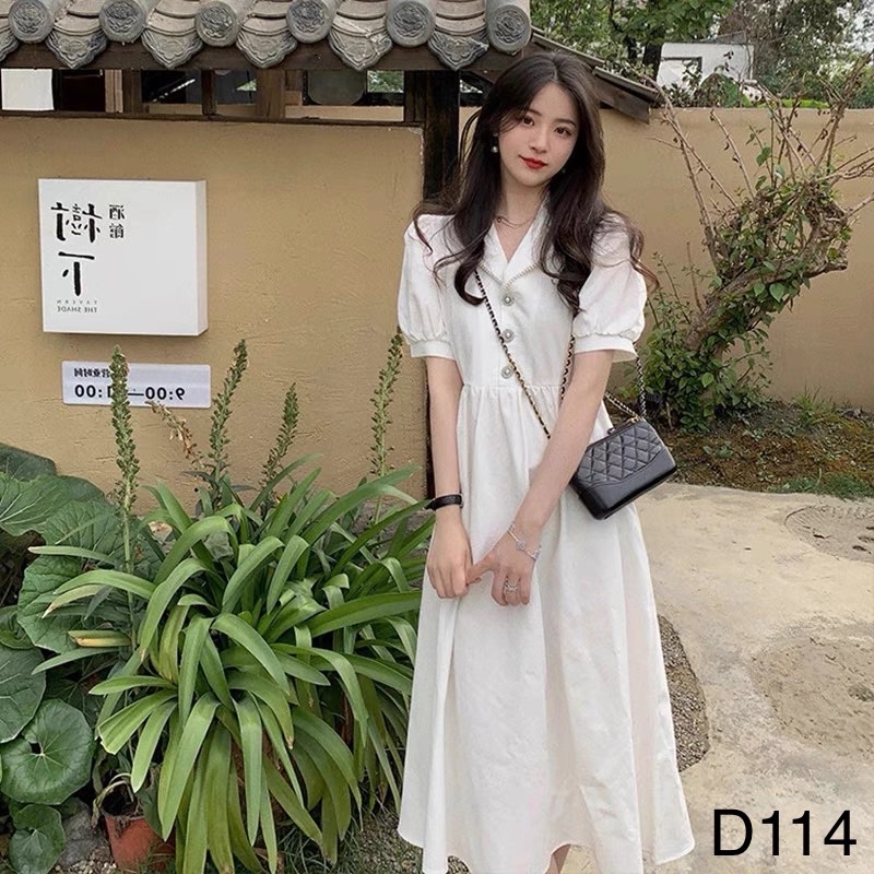 Đầm trắng tiểu thư , đầm dự tiệc, kỷ yếu- d114ầ