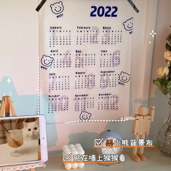 Lịch treo tường năm 2022 bằng vải họa tiết hoạt hình phong cách Hàn Quốc dễ thương