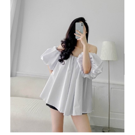 Áo trễ vai bèo tay phồng rộng dễ thương A020