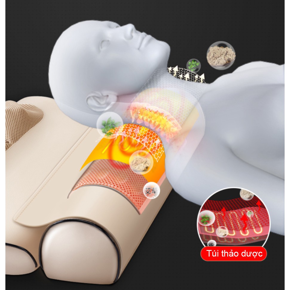 Gối Massage Hồng Ngoại Kép Trị Liệu Kết Hợp Thảo Dược RULAX, Chất liệu Da Pu Cao Cấp RL-04 | BH 12 tháng |