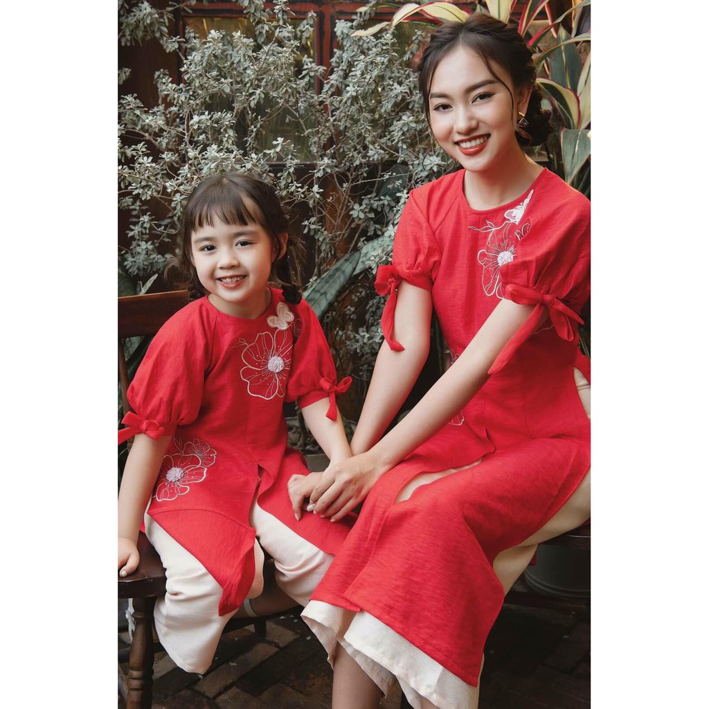 Áo dài bé gái 🎀FREESHIP🎀 Áo dài trẻ em - Set mẹ bé