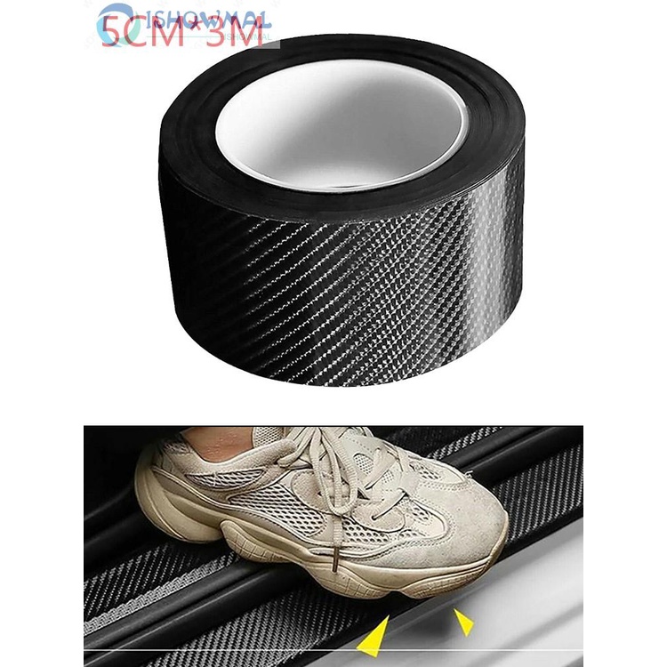 Miếng Dán Cao Su Sợi Cacbon Bảo Vệ Mép Cửa Xe Hơi 5CM * 3M Bảo vệ cái thân cạnh xe tạo ảnh bảo vệ vẽ tự động Hình dán răng