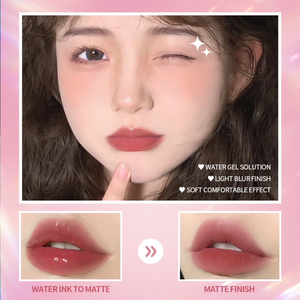 KIMUSE Son Môi Matte Lip Son Bóng Màu Nước Môi Tráng Men Sáng Bóng Trong Thời Son Môi Chống Thấm Nước Không Dính Cốc Dưỡng Ẩm Môi Bóng 7 Màu ↑tophope