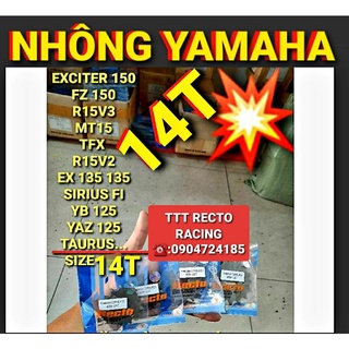 Nhông 14t exciter 150/exciter 135/fz 150i/r15v3/tfx/mt15/yb 125/yaz 125/sirius xăng cơ/sirius fi...