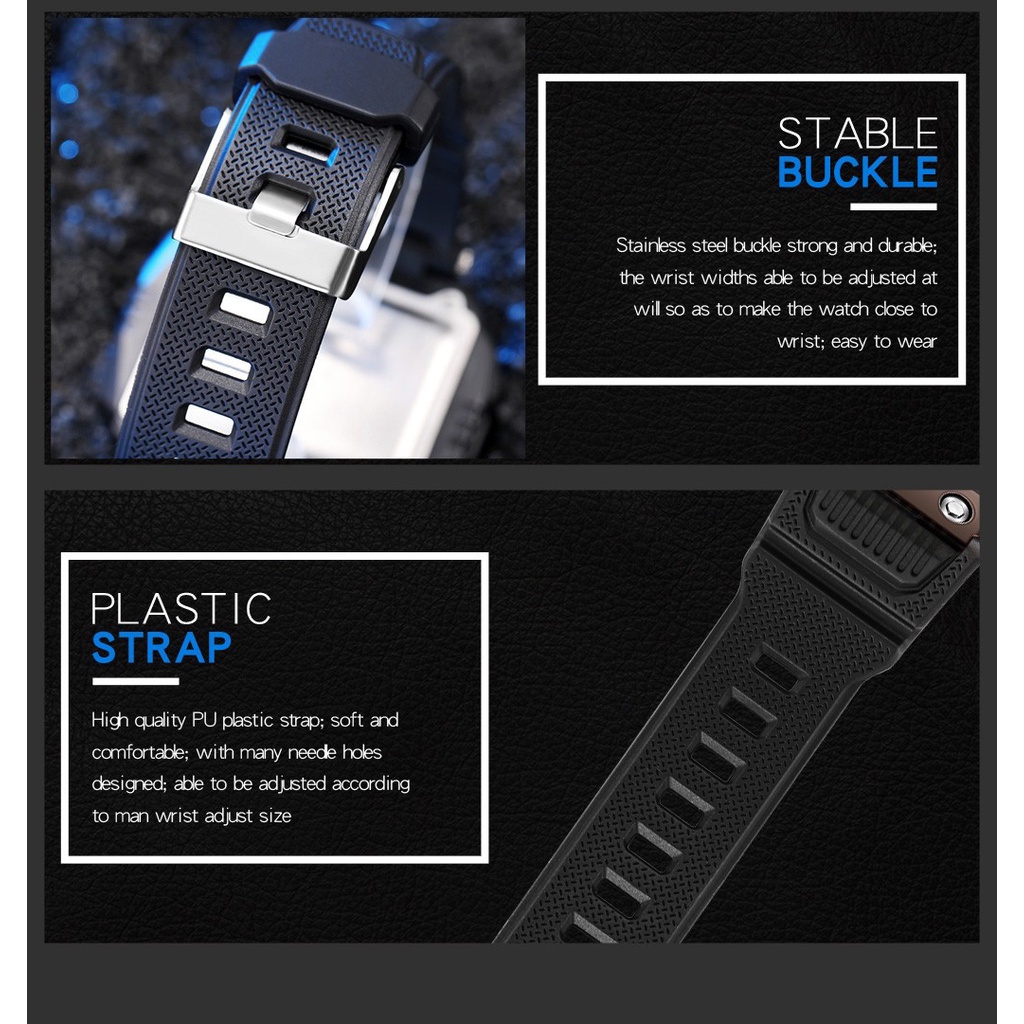 Đồng hồ nam SYNOKE Big Dial Digital 50M Đồng hồ điện tử phát sáng chống nước Đồng hồ thể thao