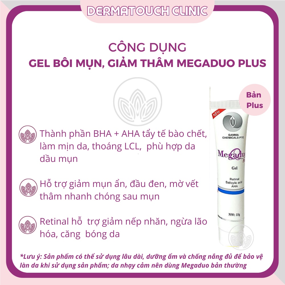 Gel bôi mụn Megaduo Plus chăm sóc da mụn đầu đen, mờ thâm, ngừa lão hóa, căng bóng da (15g)