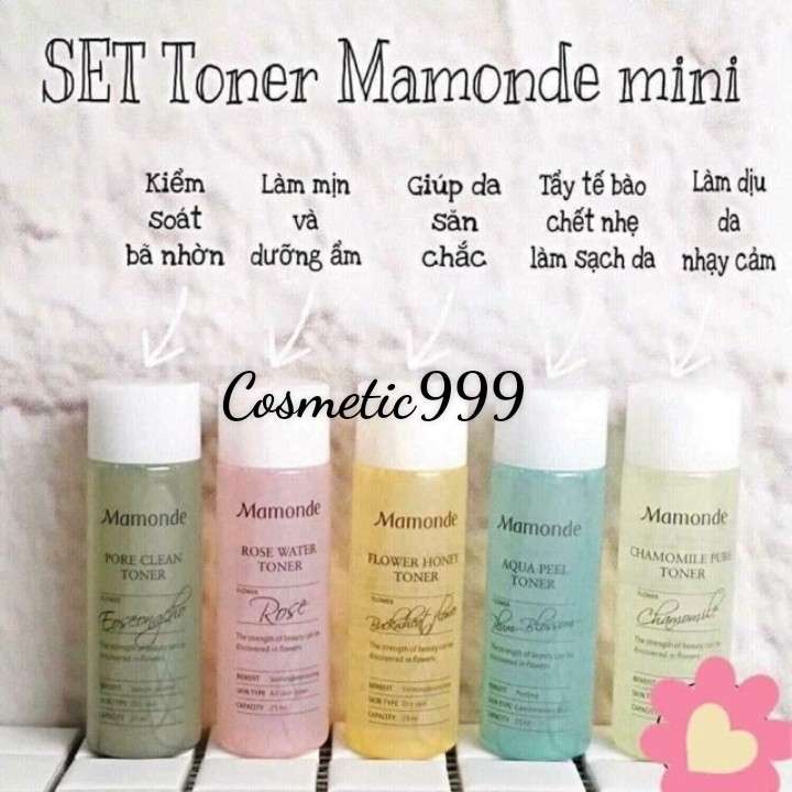 [Auth 100%] Kit nước hoa hồng mamonde mini đa năng  flower toner trial kit-cosmetic999