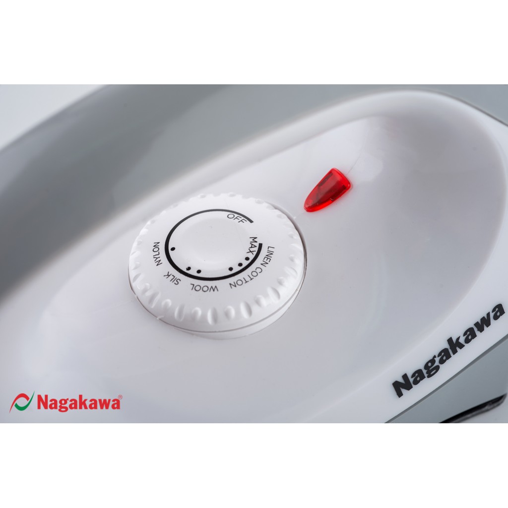 Bàn ủi Khô Nagakawa NAG1502 (1200W) - Đế chống dính teflon cao cấp - Cảm biến nhiệt đóng ngắt an toàn - Hàng chính hãng