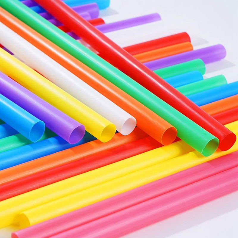 Set 100 Ống Hút Nhựa Đường Kính 0.6Cm Có Thể Tái Sử Dụng Nhiều Màu Sắc