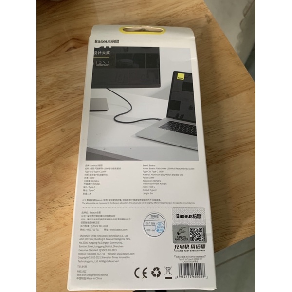 Cáp C Thunderbolt 3 100w