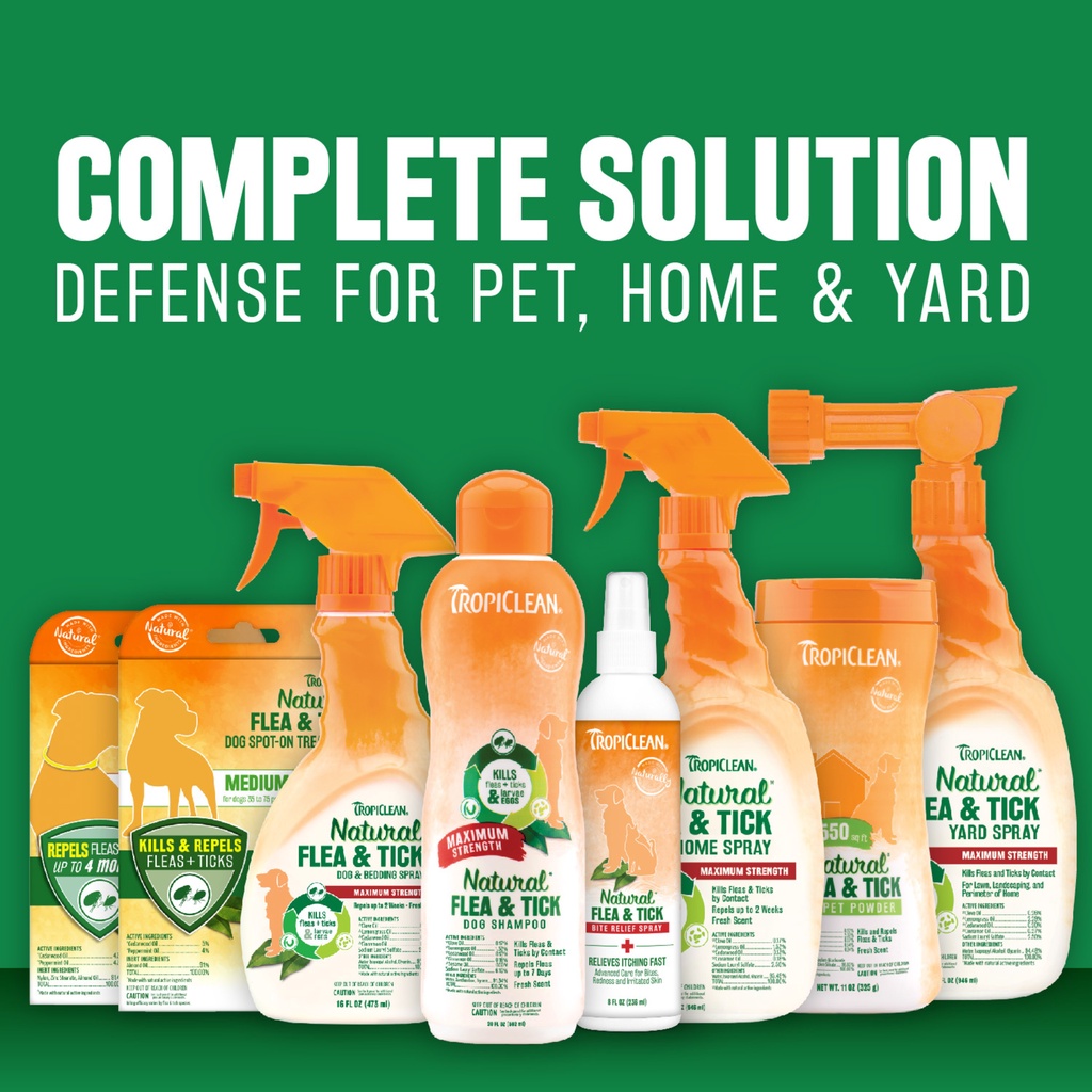 Bộ sưu tập diệt Ve Rận Bọ chét &amp; Trứng ký sinh cho Chó Mèo TropiClean Natural Kill Fleas Flea, Ticks