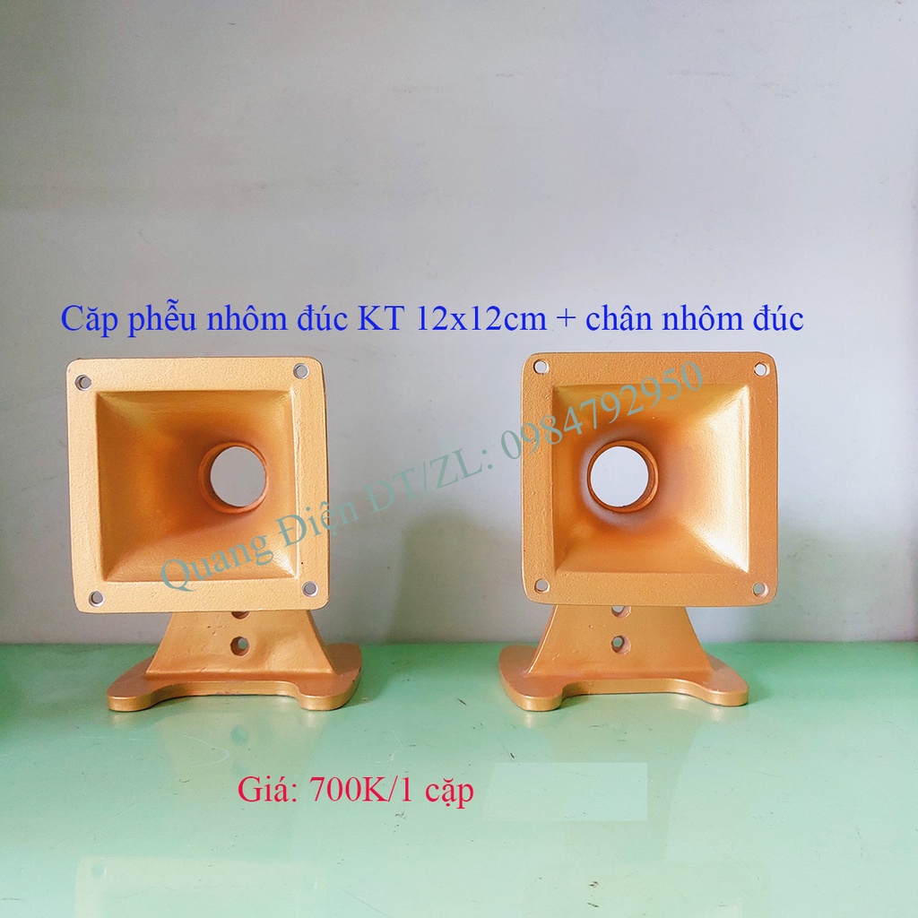 Họng Kèn Nhôm Đúc Ren xoáy 12x12cm, chân nhôm đúc, dùng lắp củ treble kèn 250, 350, 450 ren xoáy - Cubo Mart