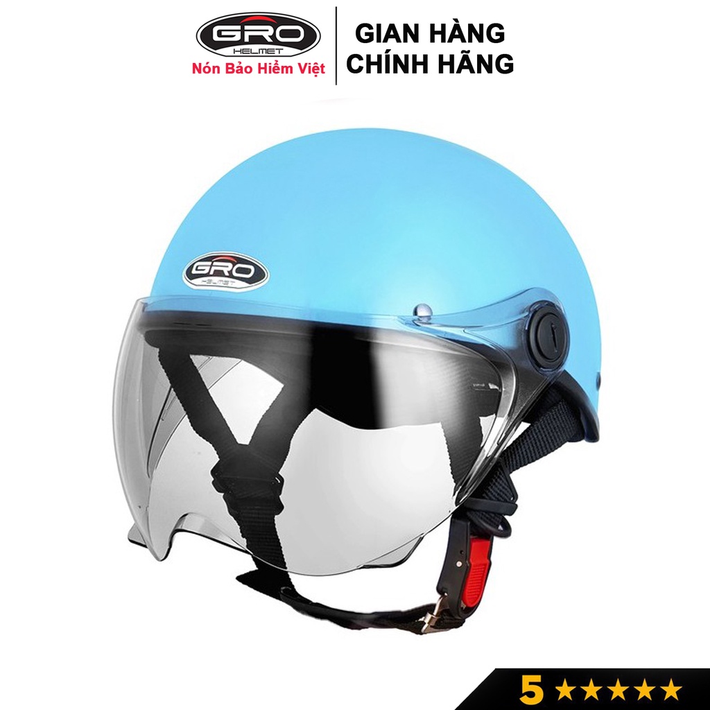 Mũ bảo hiểm nửa đầu GRO Helmet HALY sơn trơn nhiều màu, phù hợp với vòng đầu từ 55-58cm