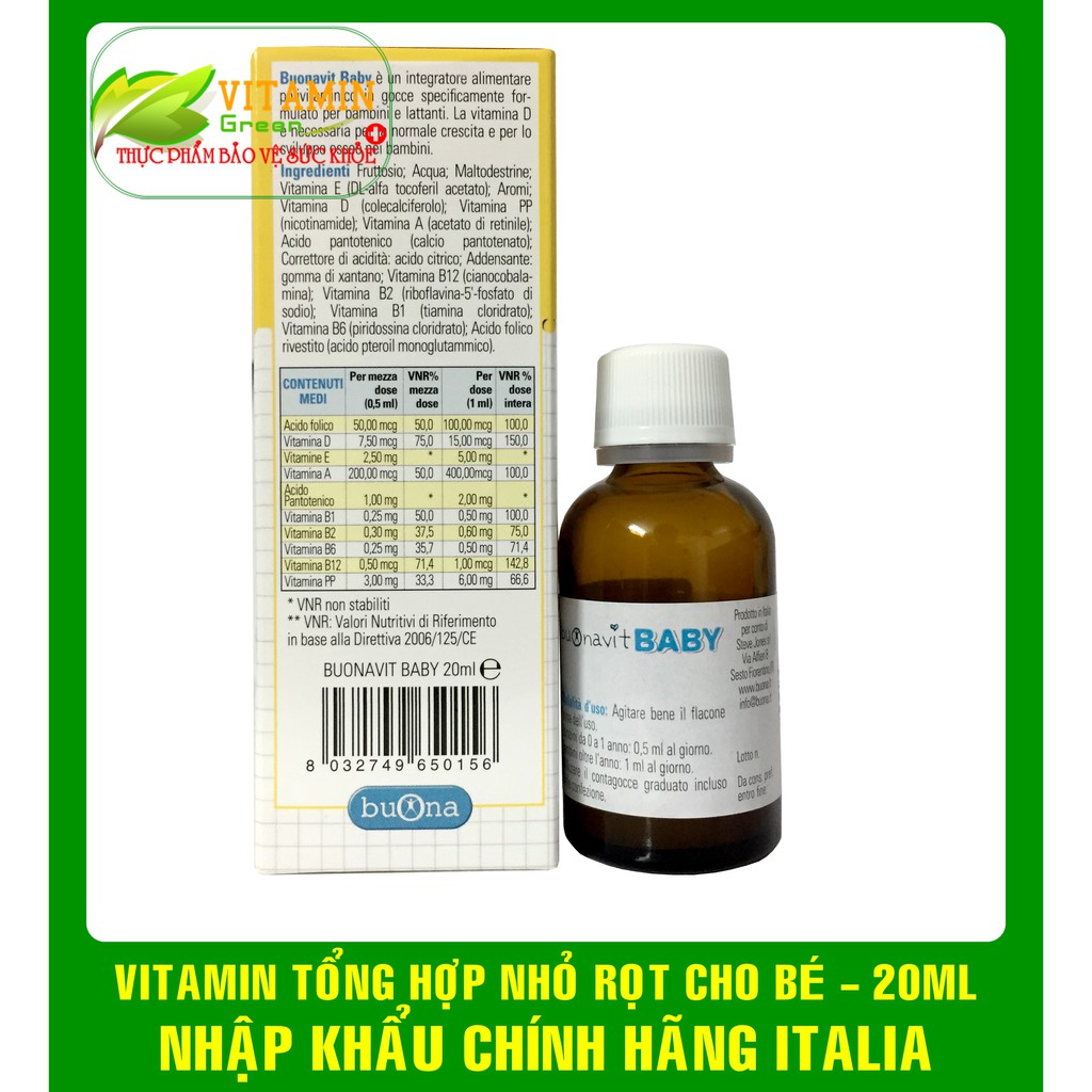 BUONAVIT BABY VITAMIN TỔNG HỢP DẠNG NHỎ GIỌT CHO BÉ 20ML | NHẬP KHẨU CHÍNH HÃNG ITALIA