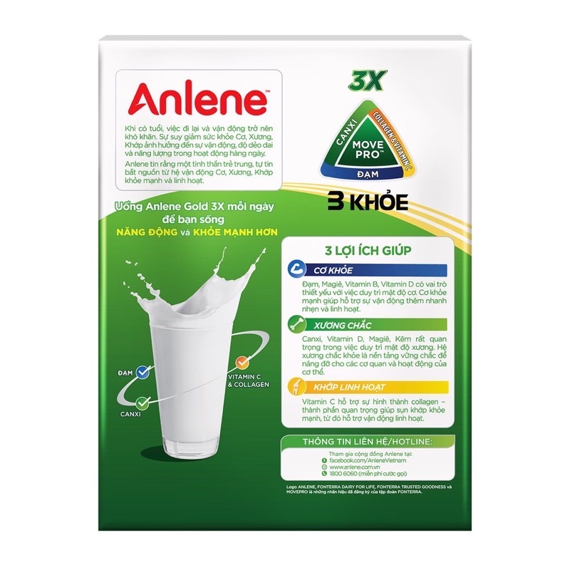 Sữa bột Anlene gold 3x hộp giấy 440g - chính hãng, date mới