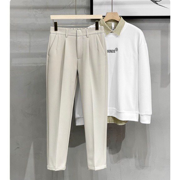 Quần âu nam cạp chun ,có khóa kéo dưới ống,quần baggy nam ống rộng dáng âu phong cách hàn quốc , co giãn nhẹ