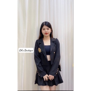 Set vest 2 món logo đen trắng cute