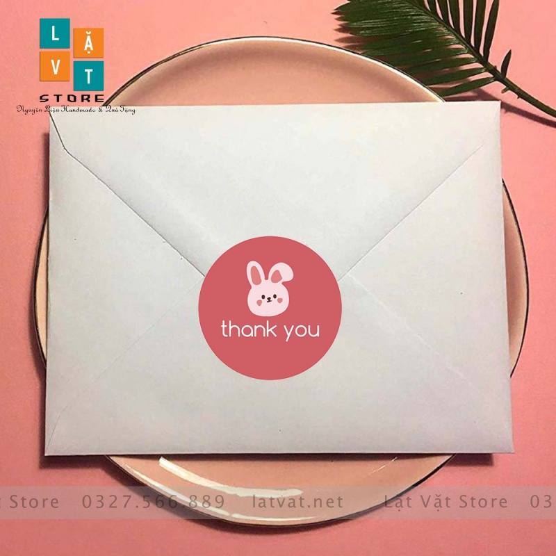 Tem tròn decal hoạt hình ngộ nghĩnh vui nhộn gián sản phẩm trang trí, tri ân cảm ơn khách hàng, thank you