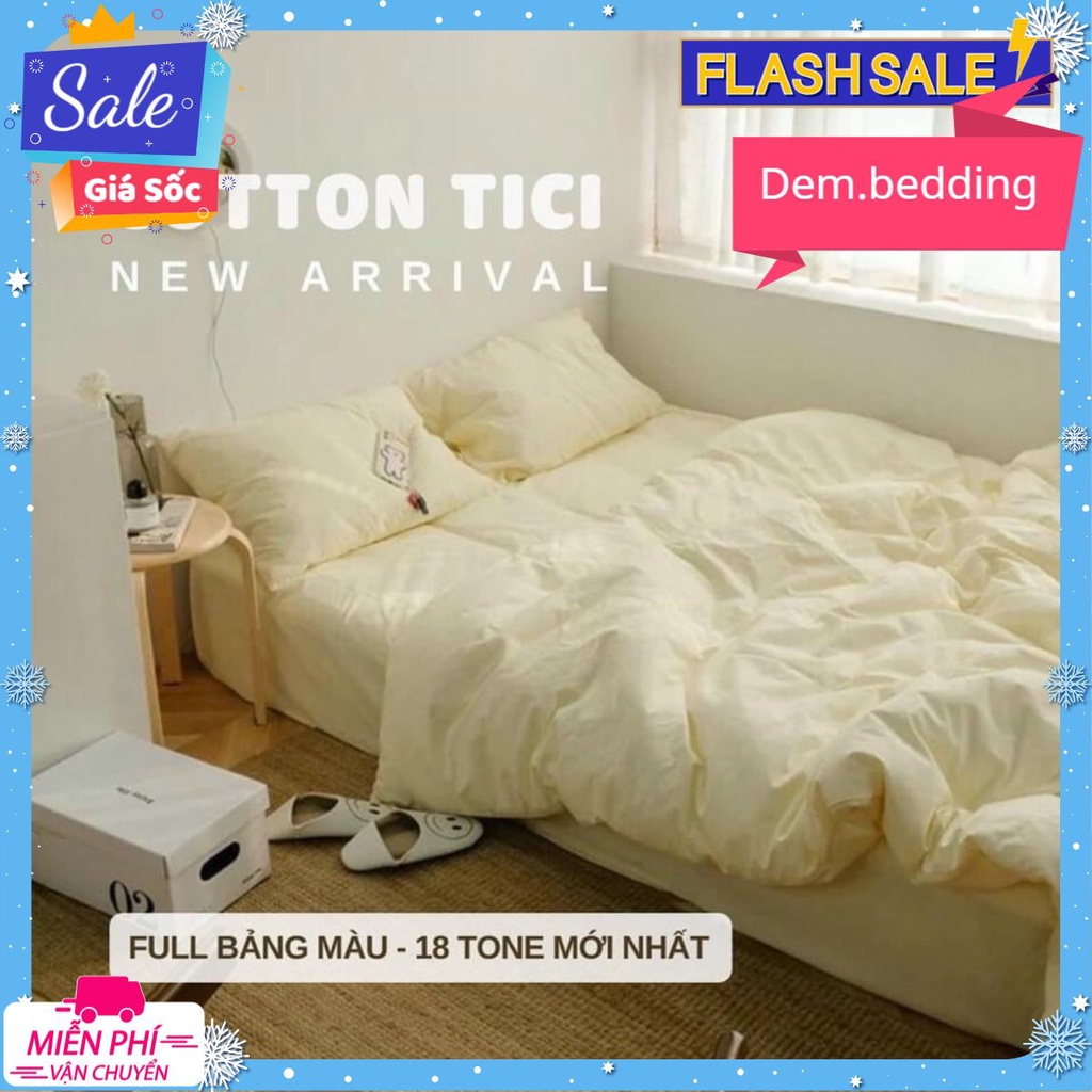 Chăn ga cotton , cotton đũi tici no tag, bảng màu đơn sắc đẹp