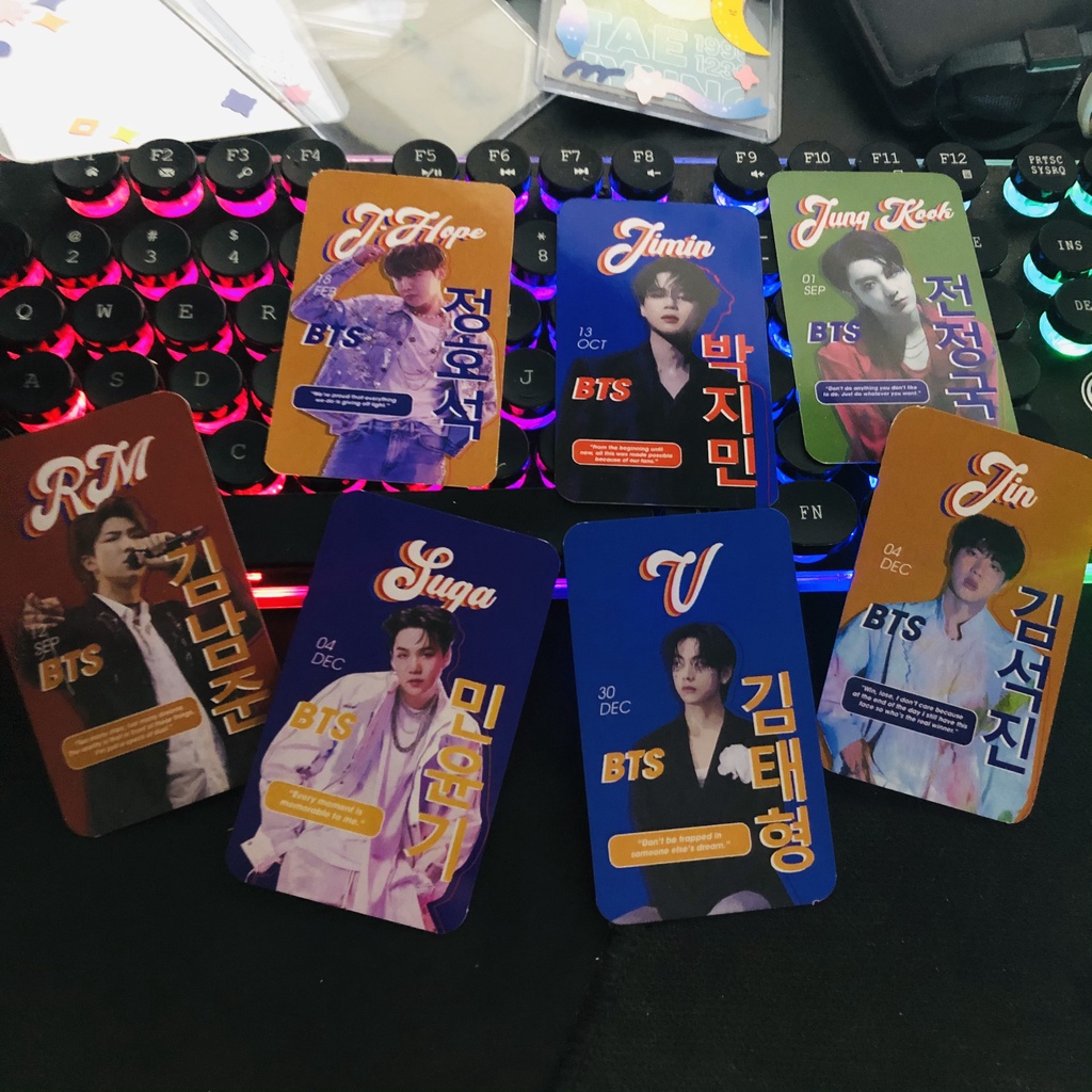 Set 7-99 card BTS combo gift và Hộp KIM LOẠI 7.5x11x4cm đựng được 100 card BTS Vintage Kpop All Stars sang xịn mịn