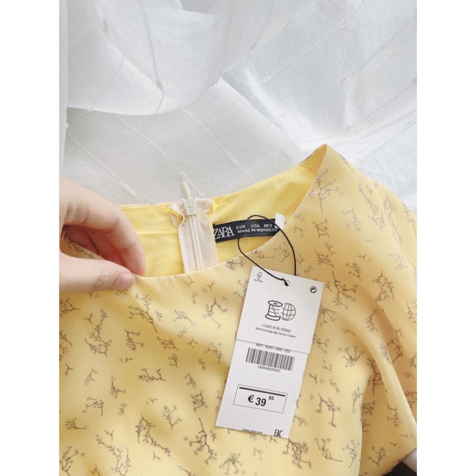 Đầm maxi, váy hoa nhí, váy hoa voan tơ vàng phong cách hàn quốc