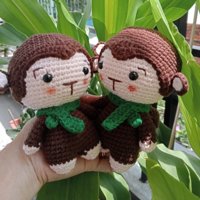 Thú móc len hình con khỉ và thỏ dễ thương