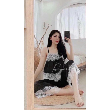 ĐỒ BỘ PYJAMA NỮ _ LỤA SATIN CAO CẤP - Đồ bộ nữ mặc nhà áo 2 dây quần dài