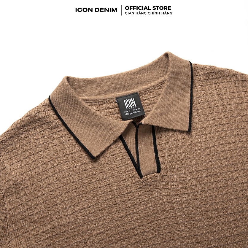 Áo Polo Nam ICON DENIM Chất Len Dáng Slim-fit Cổ Chữ V Phối Viền | BigBuy360 - bigbuy360.vn