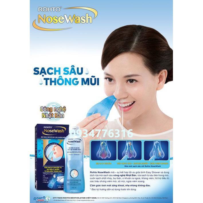 ✅ Bộ Sản Phẩm Vệ Sinh Mũi Rohto NoseWash (1 Bình Vệ Sinh Mũi Easy Shower + 1Dung Dịch)