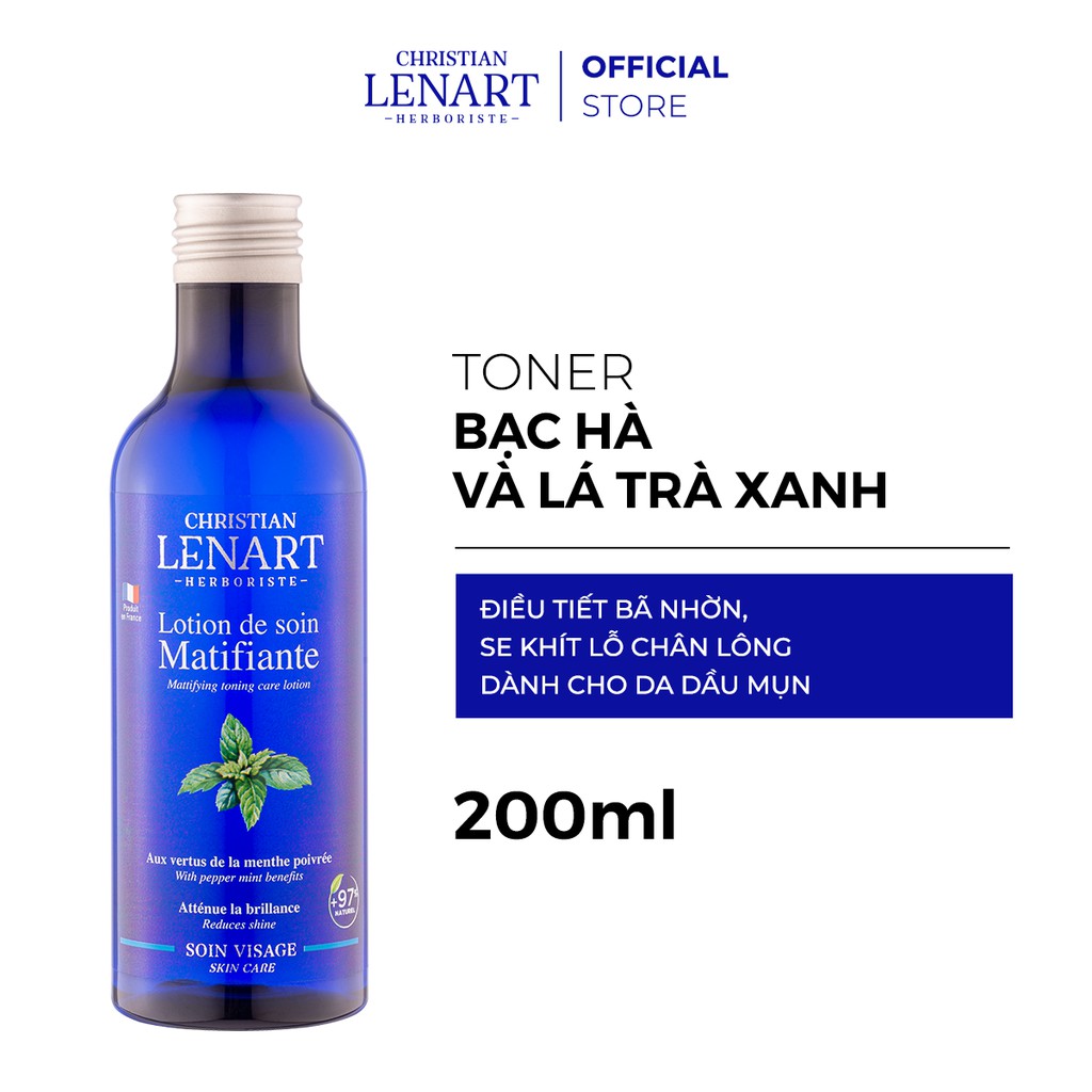 [Mã BMLTA50 giảm 10% đơn 150K] Toner Bạc Hà Và Lá Trà Xanh Lotion De Soin Matifiante CHRISTIAN LENART - 200ml