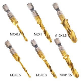 Bộ 6 mũi khoan taro tạo ren phủ titannium m3-m10mm