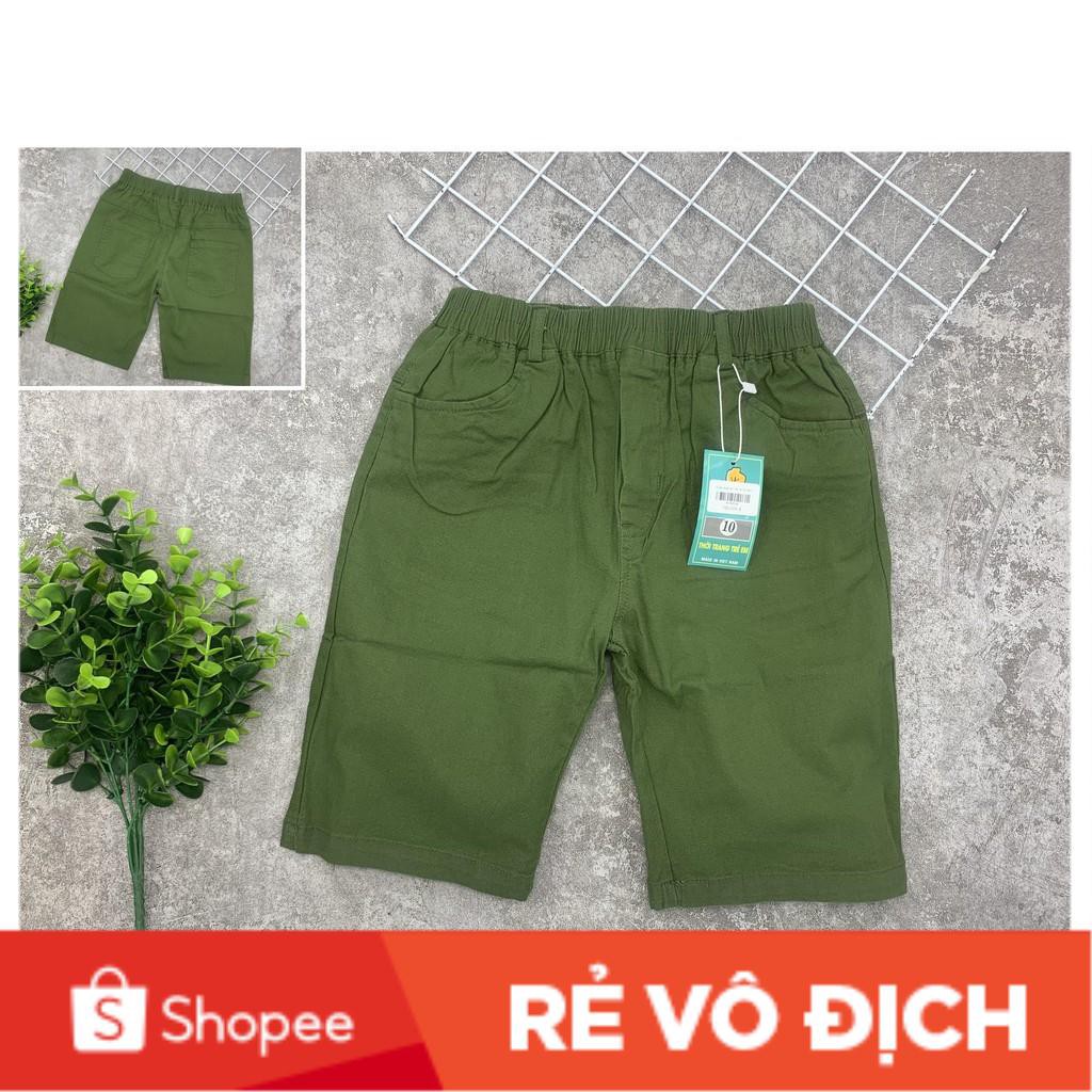 Quần sooc kaki đũi bé trai size đại 8-12T và 13-16T. Chất đũi kaki mềm, mặc thoải mái, co dãn tốt. Có đến 50kg